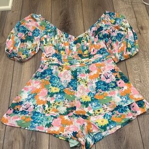 Floral Puff Sleeve Romper
